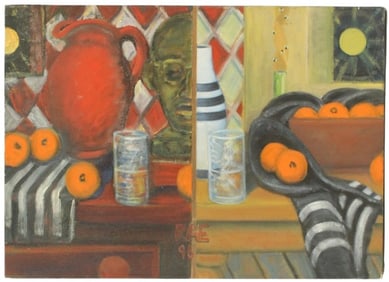 Signed RAE '96 Oil on Canvas Split Still Life