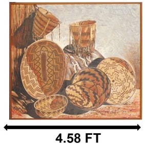 Large Oil on Canvas of Native American Style Baskets