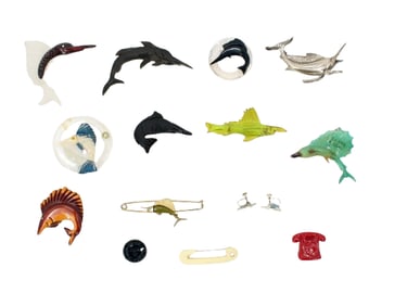 (13) Pins & 1 Pair of Screw-Back Earrings