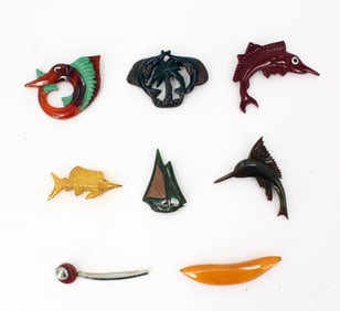 (8) Bakelite Decorative Lapel Pins
