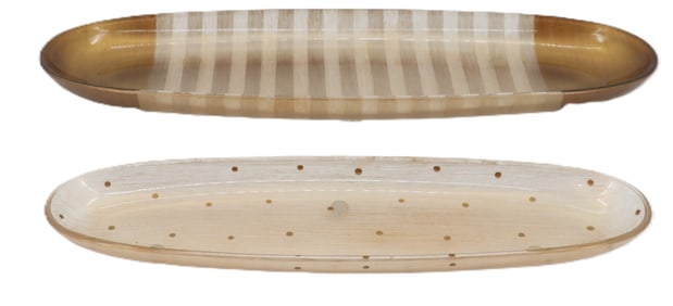 (2) Oblong Decorative Art Glass Trays