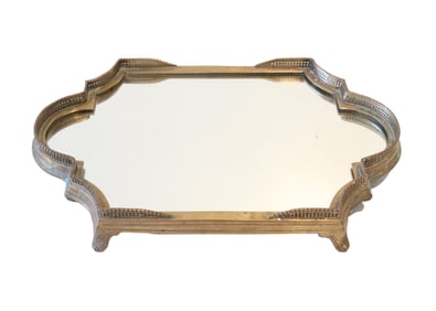 Vintage Mirror Plate Brass Vanity Tray