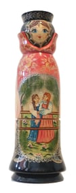 Unique Matryoshka Russian Nesting Doll Wooden Vodka Bottle Holder