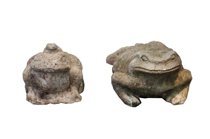 (2) Concrete Frogs Garden Sculptures