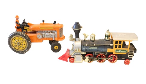 Group of 2 Vintage Children's Toys / Collectibles Tractor & Train
