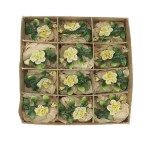 (12) German Painted Ceramic Carnations