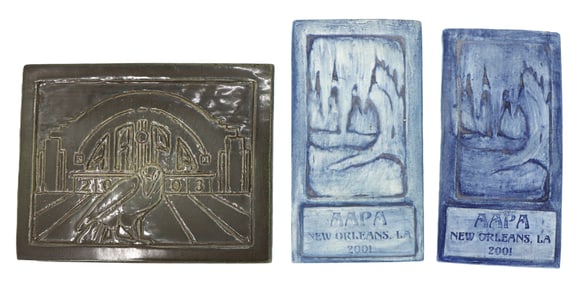 (3) Signed Pearl AAPA Tiles