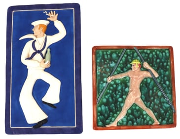 (2) Ceramic Figural Tiles