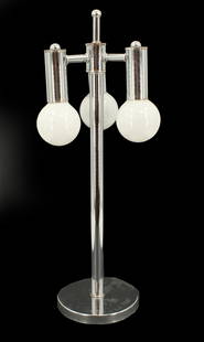 Lightolier Mid Century Modern Metal Mushroom Lamp: Lightolier Mid Century Modern Metal Mushroom Lamp.&nbsp; Condition: Bulbs don&#39;t work. Missing mushroom-shaped Lucite lampshade.&nbsp; Size: 8 3/4 x 8 3/4 x 23 1/2 in.&nbsp; Lightolier is a company
