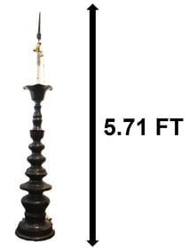 Large Brass Floor Lamp With Flared Top