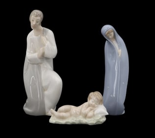 (3) Spanish Lladro Porcelain Religious Figurines with Original Boxes