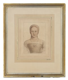 Van Hooten (18th Century) Belgium, Antique Reproduction Lithograph Print, Portrait of Mary Zouch