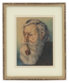 Signed Klem (20th Century) American, Oil on Canvas Portrait of a Wizened Man