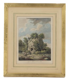 1796 Hand Colored Print of Italian Ruins Scene