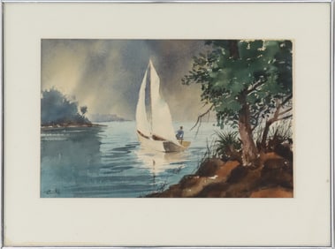 Robert James Mills Jr. (1920-1981) American, Original Watercolor on Paper