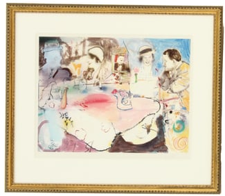 Ink and Watercolor Abstract Impressionist Interior Scene