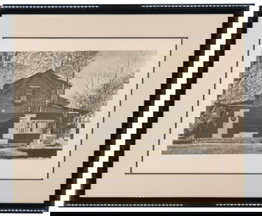 John Baeder (Born 1938) American, Limited Edition Etching Print "Untitled (House With Trailer)": John Baeder (b. 1938) American, Limited Edition Etching Print &quot;Untitled (House With Trailer)&quot;. Photorealistic etching of a house with attached trailer. Title and attribution verso. Numbered