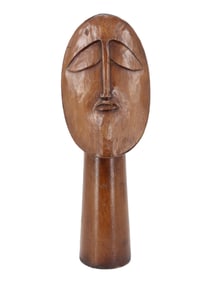 Stylized Carved Wood Bust