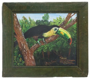 Benjamin Mendoza T. Oil on Board of a Toucan