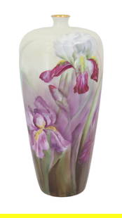 Antique Bavarian Rosenthal Hand-Painted Porcelain Vase: Antique Bavarian Rosenthal Hand-Painted Porcelain Vase. Pretty orchids around the exterior with a gold rim on the small mouth. Marked with the company and maker's mark on the bottom, and an incise