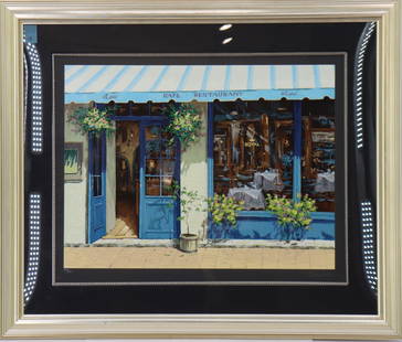 Viktor Shvaiko (Born 1965) Russian/American, Limited-Edition Serigraph: Viktor Shvaiko (Born 1965) Russian/American, Limited-Edition Serigraph. Depicts a quaint French cafe. Signed bottom right. Numbered 42/150 bottom left. Comes with a Certificate of Authenticity with da