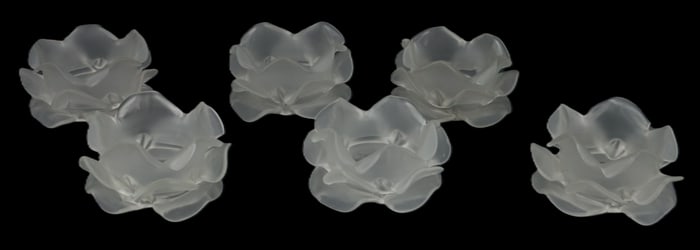 (6) Handmade Blown Frosted Glass Floral Design Lamp/Sconce Shades - AS IS