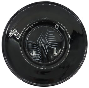 Large Black Italian Hand-Blown Murano Glass Centerpiece Plate