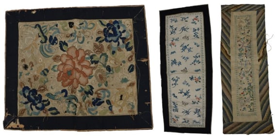 Group of 3 Antique Chinese Embroidered Panels