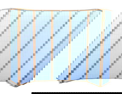 6 Foot Tall 7 Panel Folding Oriental Rice Paper Screen / Room Divider: 6 Foot tall 7 Panel Folding Oriental Rice Paper Screen / Room Divider. Condition: Commensurate with age. Size: 122 x 70 1/2 in.