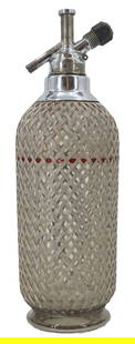 Vintage Sparklets London Metal and Crystal English Soda Siphon Seltzer Dispenser: Vintage Sparklets London Metal and Crystal English Soda Siphon Seltzer Dispenser. This piece is from the Art Deco era, likely around the 1930s. A cap covers the screwtop where the charged b