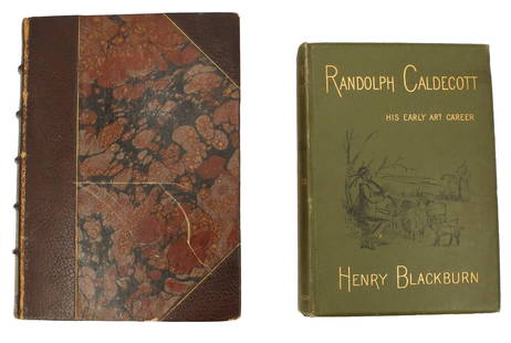 Randolph Caldecott & Francisco Goya Books (1887 & 1914): Randolph Caldecott + Francisco Goya Books (1887 + 1914). Sizes: 9 5/8 x 7 1/4 in. 8 3/4 x 6 1/2 in. These two books are titled Randolph Caldecott: A Personal Memoir of His Early
