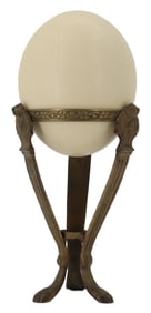 Ostrich Egg on Brass Three-Footed Stand