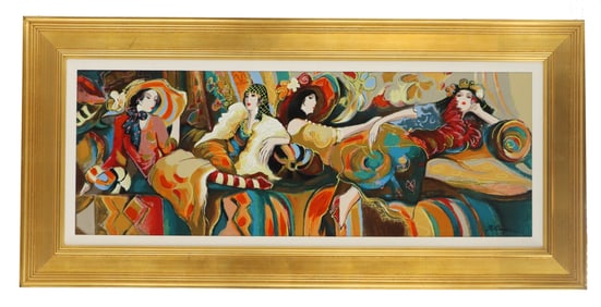 Isaac Maimon (Born 1951) Israeli, Long Group Portrait Oil on Canvas
