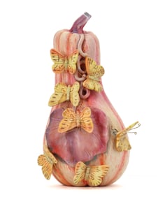 Sergio Bustamante (Born 1949) Mexican, Papier-Mache Gourd and Butterflies Sculpture - AS IS