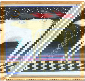 Chris Antieau (Born 1950) American, Mixed Media on Paper: Chris Antieau (Born 1950) American, Mixed Media on Paper. Signed and dated 1988.&nbsp; Condition as pictured. Overall Size: 23 x 22 in. Sight Size: 21 x 20 in. &nbsp; Chris Lee Roberts-Antieau&nbsp;(b