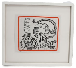 Keith Haring (1958–1990) American, Limited Edition Signed Serigraph Print "Against All Odds"