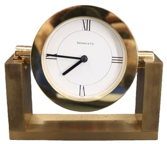 Tiffany & Co. Brushed Brass Desk Clock