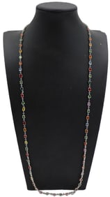Marked 18k Gold And Multiple Semiprecious Stone Necklace - Gross 34.2 g.