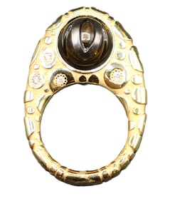 Galatea Hand Carved Pearl, Diamond, and 14k Gold Ring - Gross  8.9 g.