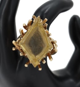 Marked 14k Gold and Topaz Ring - Gross 27.5 g.