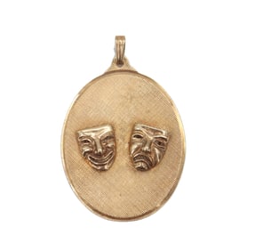 14k Gold Comedy/Tragedy Pendant - Gross 14.7 g.