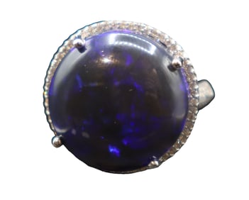 Tested 10k Gold, Diamond, And Black Opal Ring - Gross 10.9 g.