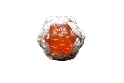Marked 750 I18k) Gold, Diamond, And Acorn Carved Quartz Ring - Gross 9.9 g.