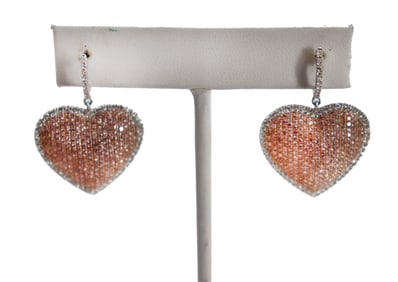 Pair of 18k Rose Gold, White Gold, and Diamond Earrings - Gross 12.8 g.