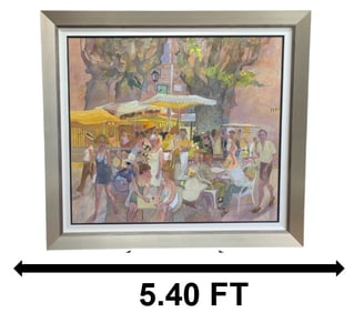 Robert Baxter Original Oil on Canvas Titled Cafe Du Cucuron