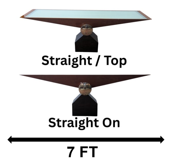 J. Wade Beam For Brueton Maidda Console Table: J. Wade Beam For Brueton Maidda Console Table. The "Maidda" postmodern console table designed by J. Wade Beam for Brueton. This incredible feat of minimalist postmodern design features a sim