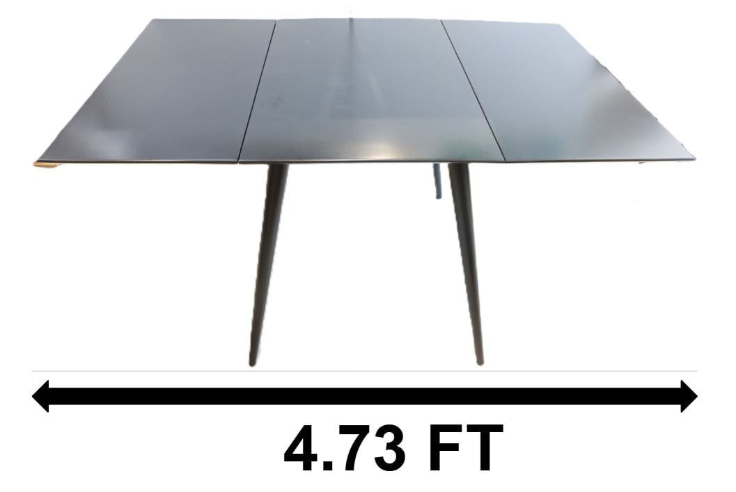 Paul McCobb Planner Group Black Lacquered Dining Table: Paul McCobb Planner Group Black Lacquered Dining Table. Black lacquered wood dining table with side leaves that can fold. Size With Leaves Out: 56 3/4 x 36 x 29 in. Size With Leaves F