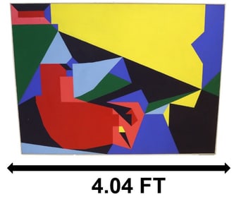 John Ormsby (20th Century), Large 1966 Abstract Cubist Oil on Canvas