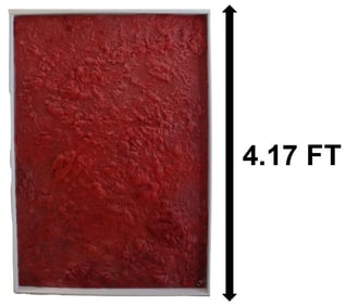 Signed and Dated Framed Red High Relief Mixed Media Wall Art on Board