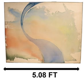 Large Mid-Century Abstract Watercolor Stain Painting, "Mint 2"